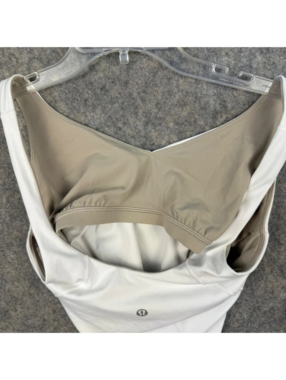 Lululemon Long Line Sports Bra Fully Lined White Khaki Size 8 820